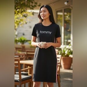 Tommy Hilfiger Black Mini Dress with White and Red Accents